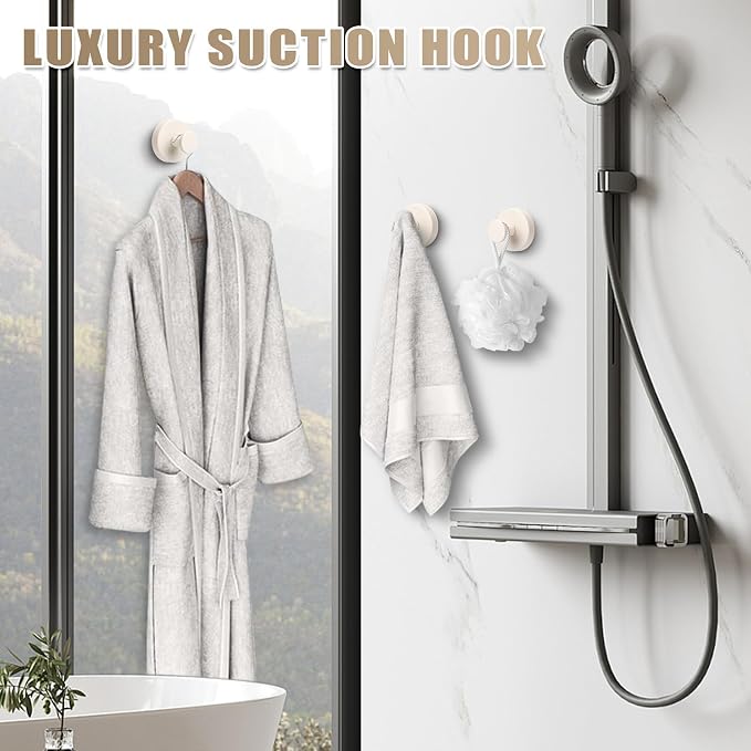 Suction Cup Hooks for Shower No-Drill Bathroom Hooks for Towels, Loofah - Image 6