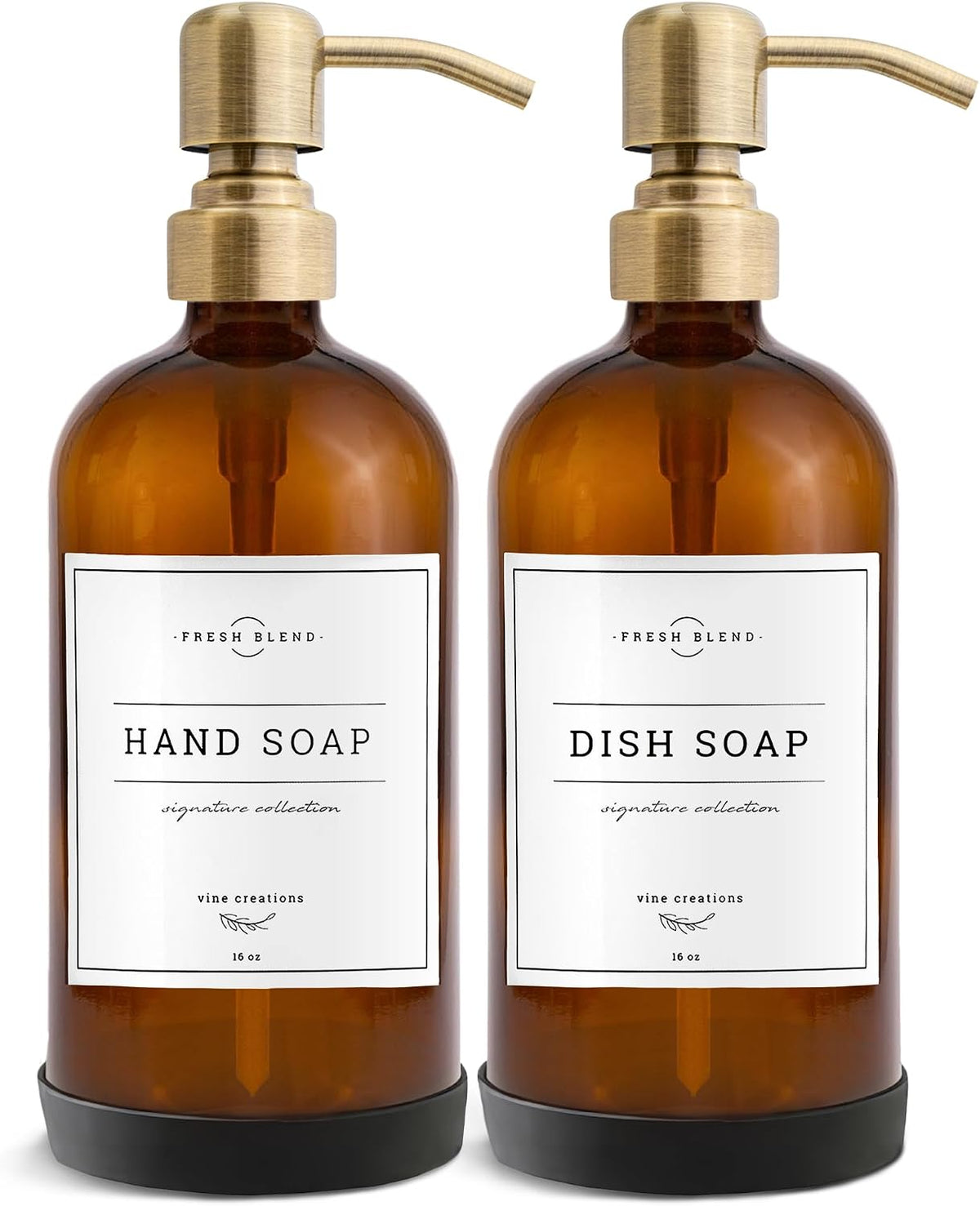Vine Creations Amber Glass Soap Dispenser, 2 Pack Kitchen Soap