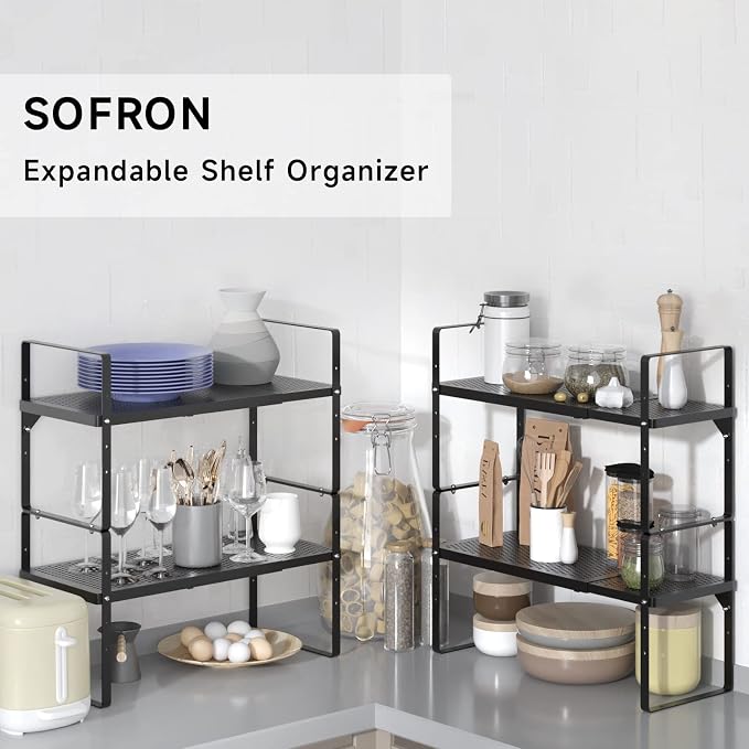 Expandable Cabinet Storage Shelf Stackable Organizer Rack - Image 6