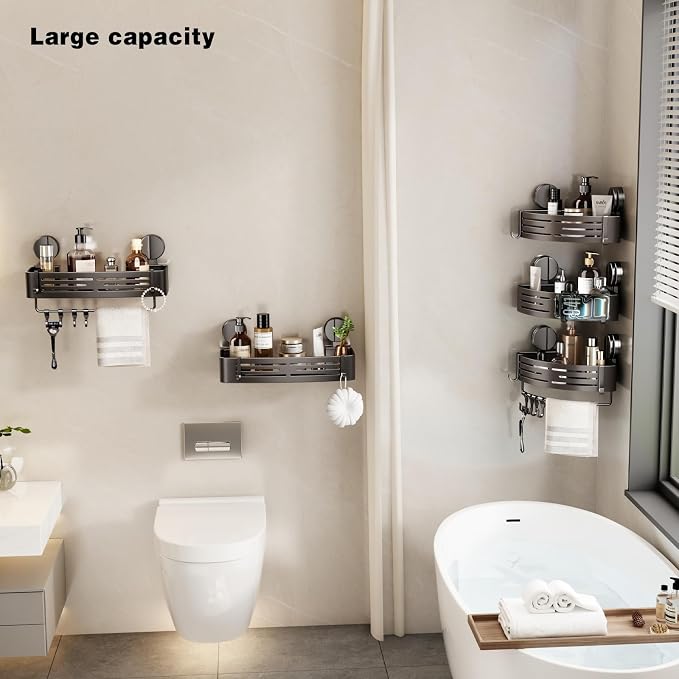VOLPONE Corner Shower Caddy Suction Cup Shower Shelf Corner No Drilling - Image 5