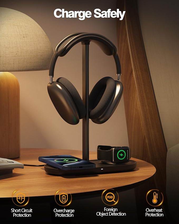HiWe Universal Headphone Stand, Magnetic Wireless Charger - Image 4