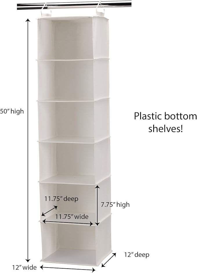 Household Essentials 311312 Hanging Closet Organizer | 6-Shelves | Natural - Image 3