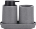 Grey Bathroom Accessories Set, Sandstone Look Soap Dispenser by ClasinHome