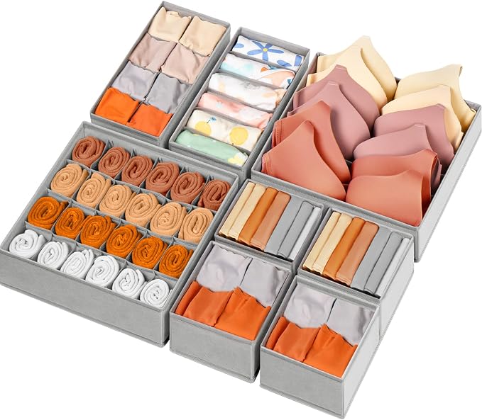 Drawer Organizer Clothes, 8 Pack Dresser Organizer Bins by Criusia