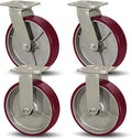 SY America 8" X 2" Casters Wheels, Heavy Duty Casters Set of 4，Polyurethane on by SYAmericaIndustrialCasters