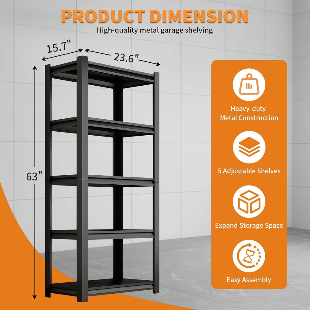 Dyoung 5 Tier Adjustable Garage Shelving Units 63" H Storage Utility