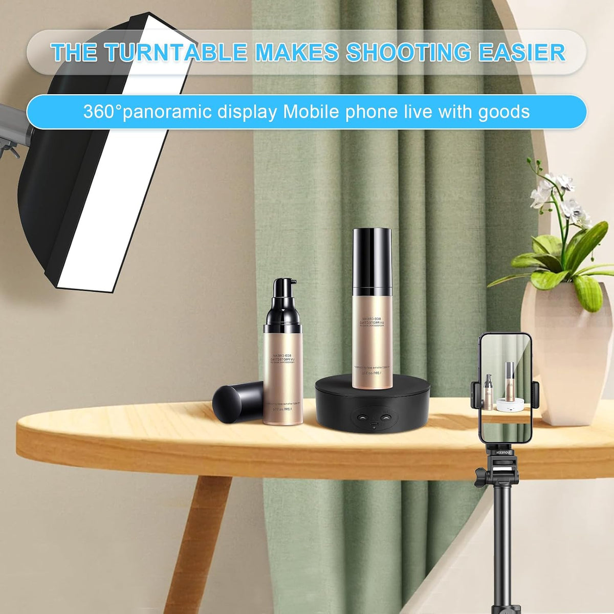Motorized Rotating Display Stand, 5in/11lbs Load, 360° Rotating