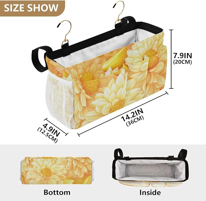 Bright Yellow Chrysanthemum Flowers and Lemon Bedside Caddy - Image 4
