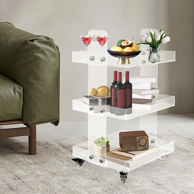 3-Tier Acrylic Utility Rolling Cart - Image 3