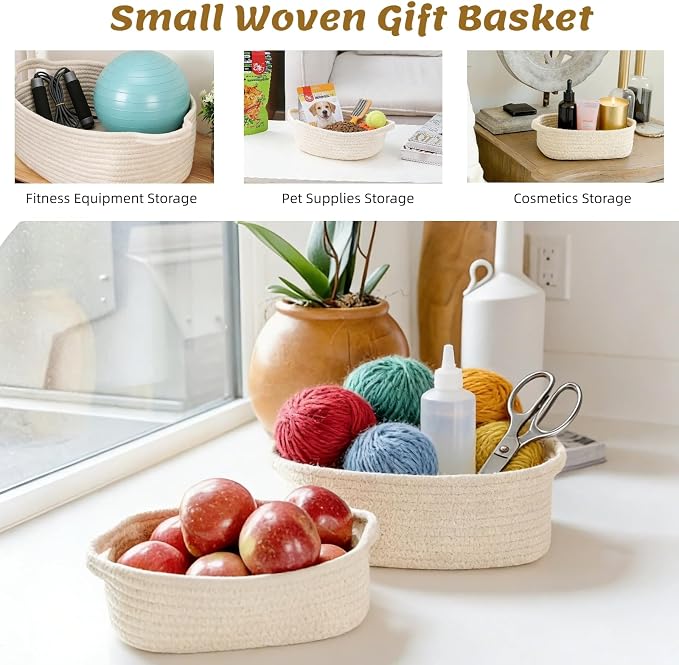 9Pcs Small Woven Basket with Gift Bags and Ribbons, - Image 6