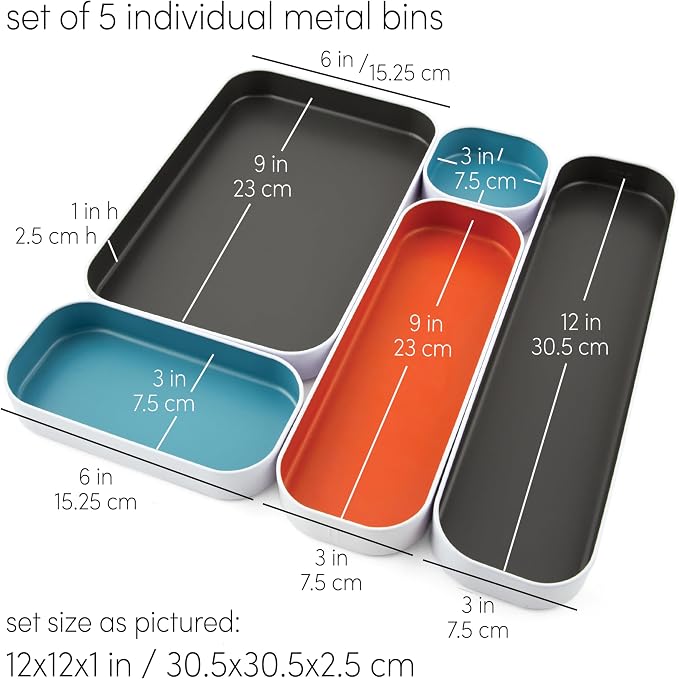 Three by Three Seattle 5 Piece Metal Organizer Tray Set - Image 7