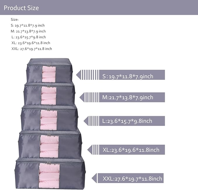 Comforter Storage Bags Pack of 2, Pillow Beddings/Blanket Clothes Organizer - Image 5