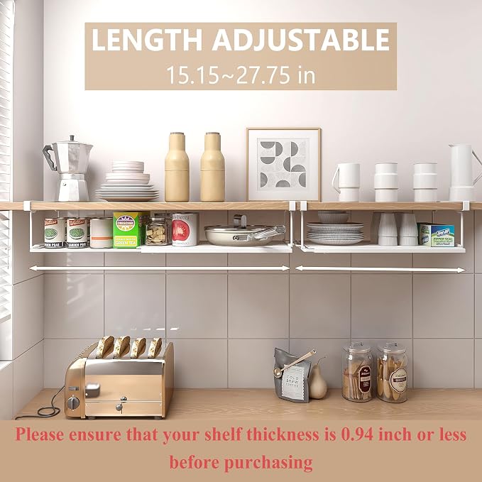 Expandable Under Cabinet Shelf, Extendable Under Shelf Storage - Image 4