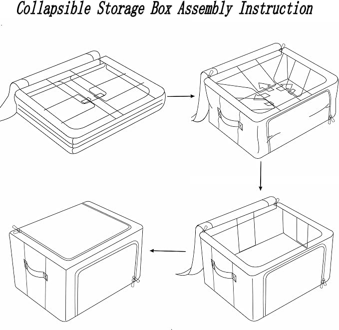 FHSQX 2 Pack Clothes Storage Bins Stackable Metal Frame Storage Box Foldable - Image 7