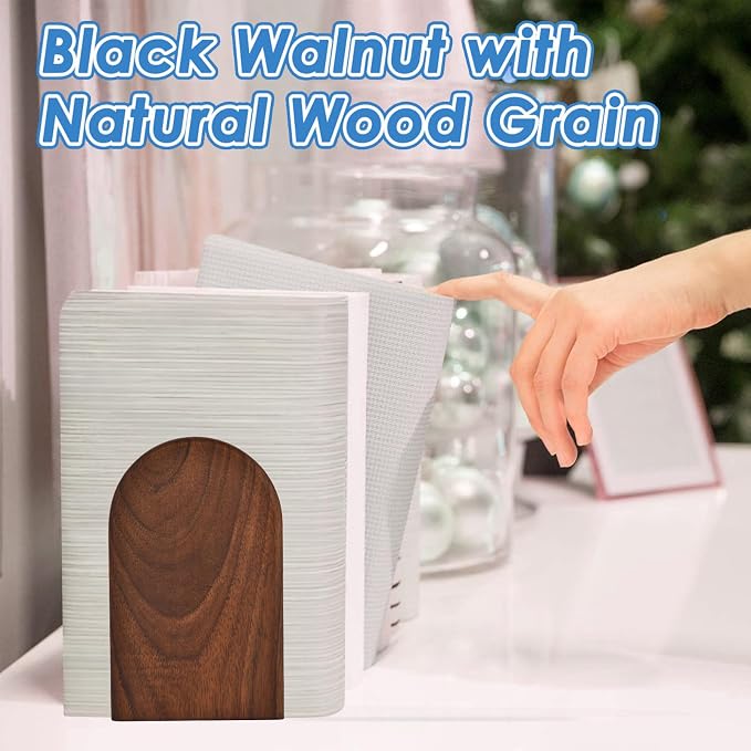 Book Ends, Sturdy Wooden Bookends - Image 6