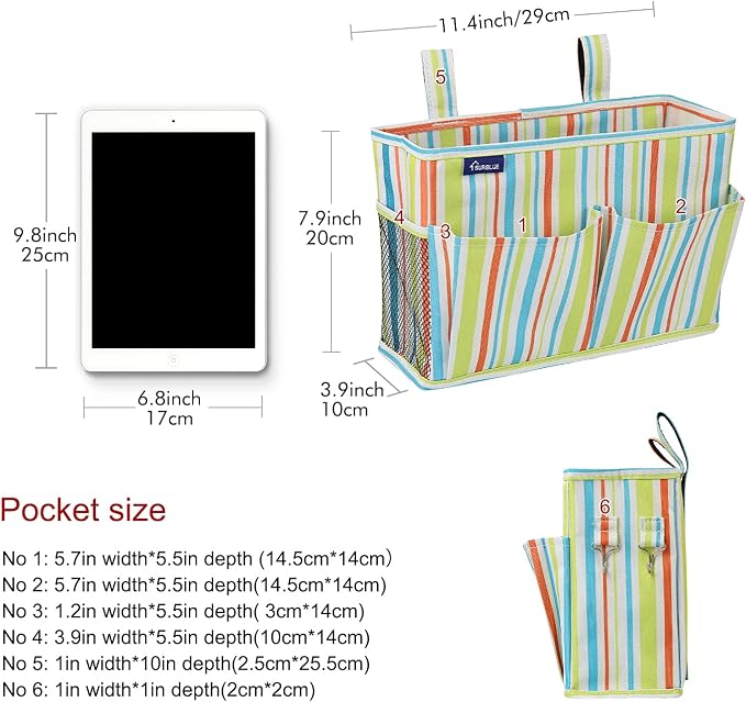 Surblue Bedside Caddy Hanging Bed Organizer Storage Bag Pocket - Image 5