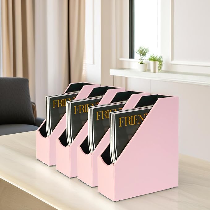 UnionBasic Magazine File Holder, Leatherette Desktop Document Organizer - Image 3