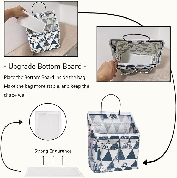 2pcs Small Wall Hanging Organizer Bag, Linen Fabric Door Hanging Storage Basket - Image 2