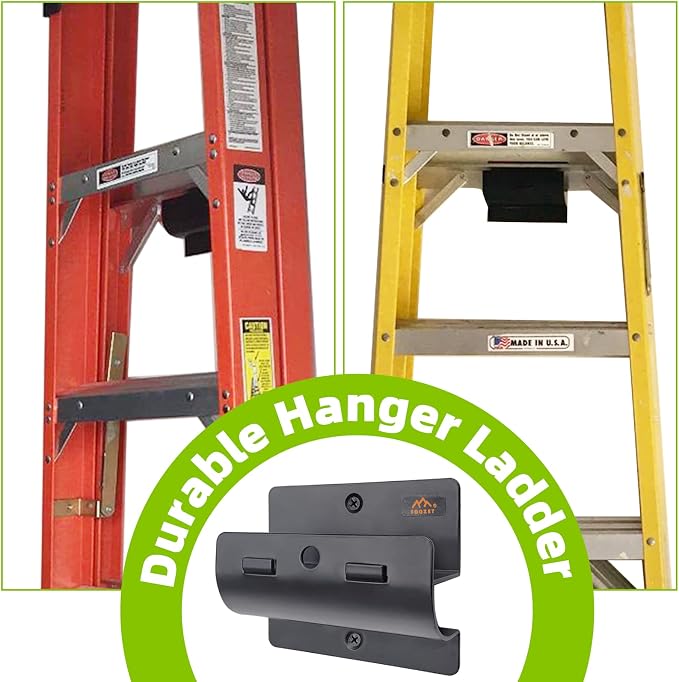 Foozet Ladder Hanger for Garage Wall, Heavy Duty Ladder Storage for Folding - Image 4