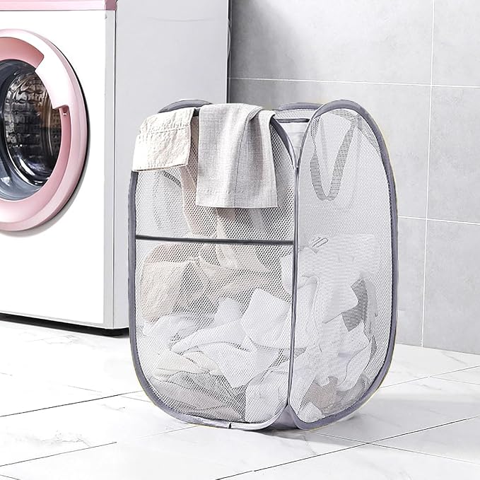Larpur Popup Mesh Laundry Basket, Collapsible Laundry Hamper Portable Clothes - Image 3