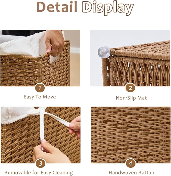 Slim Wicker Laundry Hamper - Image 3