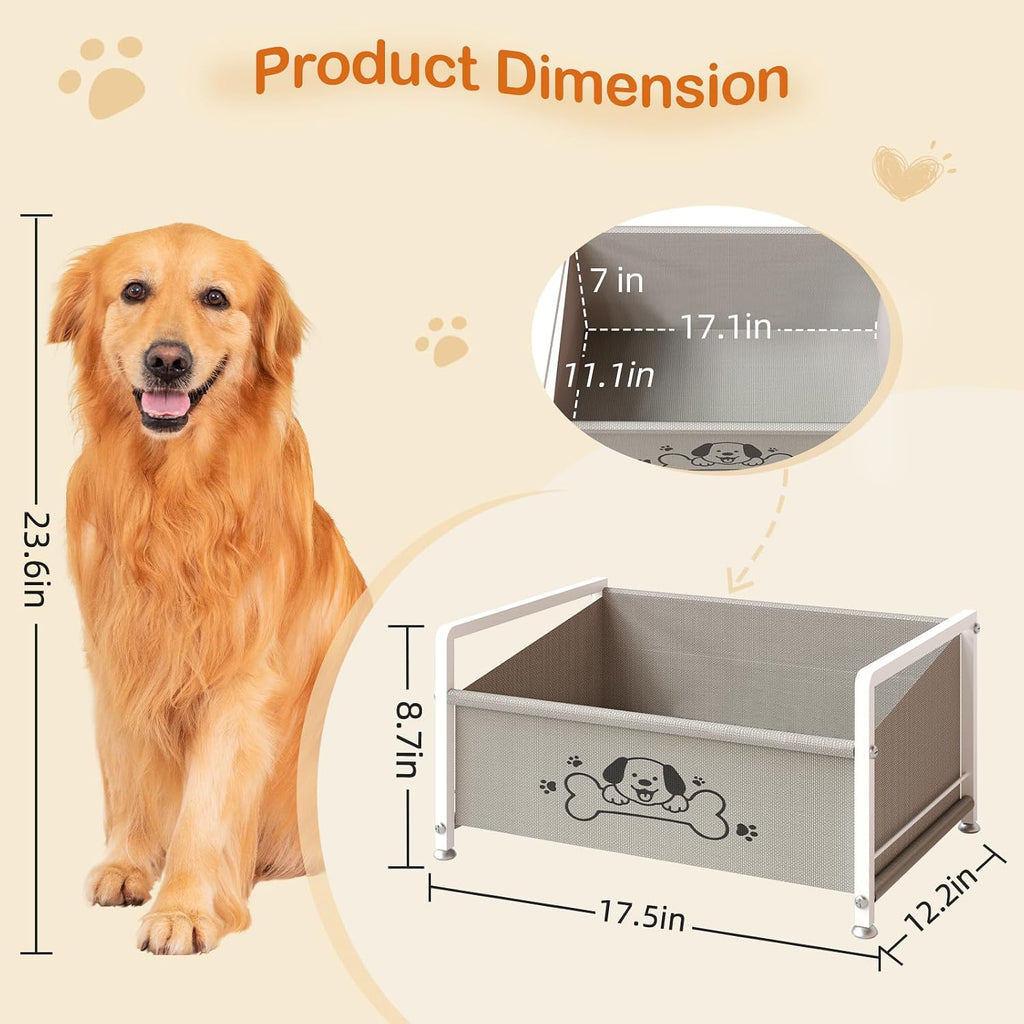 Dog Toy Box for Storage, Metal Frame Oxford Fabric Pet Toy Organizer