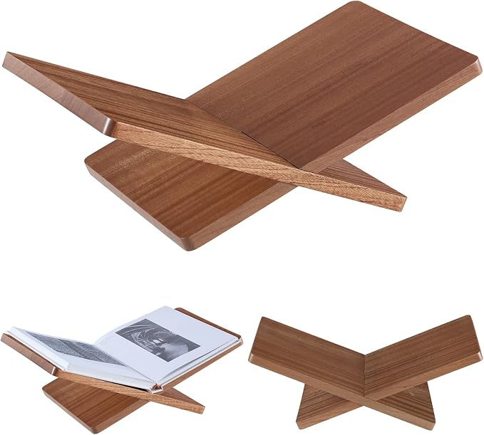 Solid Wooden Book Stand for Desktop Display & Reading –15.7" x 9.4" x 5.7” by DECORANYUS