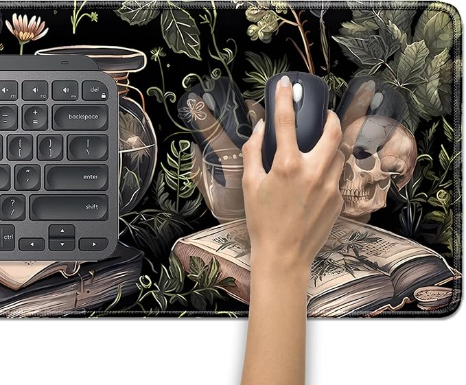 Dark Academia Witchcraft Mouse Pad, Extended Skull Magic Book Mousepad Desk Pad - Image 5
