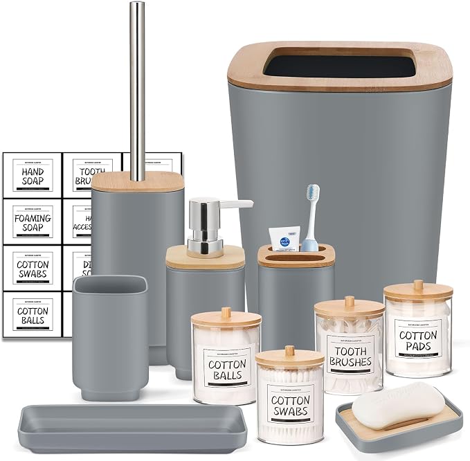 IMAVO Bathroom Accessories Set, 11 Pieces Bathroom Accessory Set, Trash Can by IMAVO