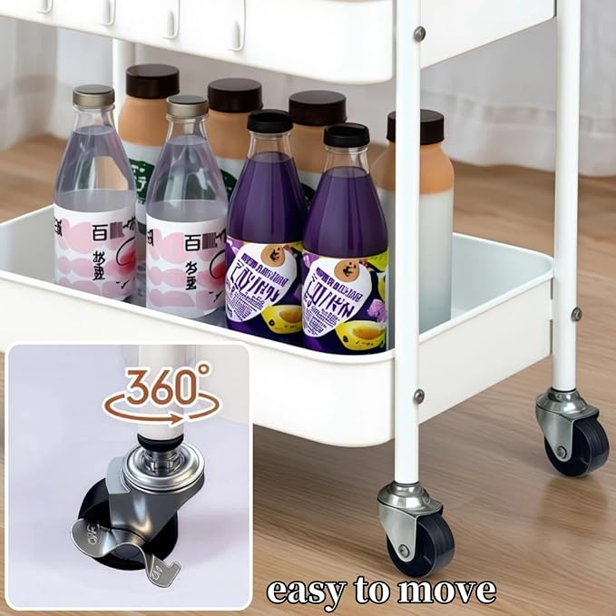 Under Desk Storage Cart 2 Tier Utility Rolling Cart - Image 4