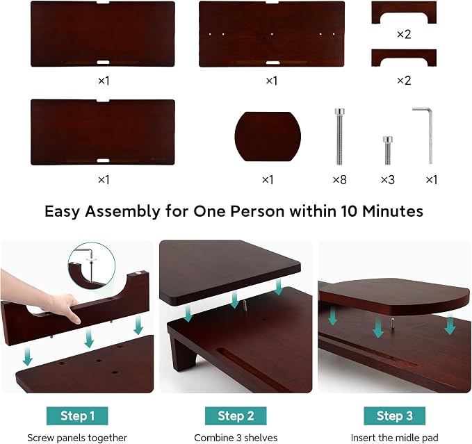 Nnewvante Large Dual Monitor Stand Riser, 60 inch Bamboo Monitor Stand - Image 7