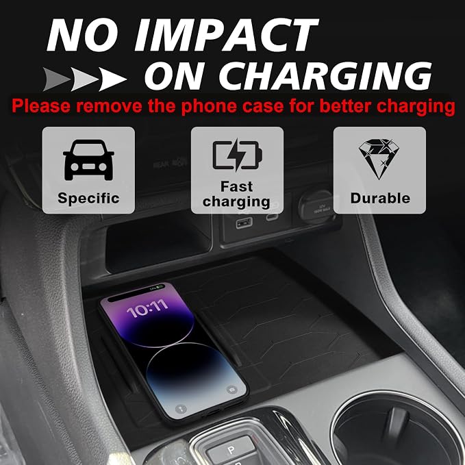 Muslogy Center Console Organizer & Wireless Charger Protective Mat Compatible - Image 3