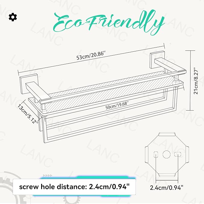 LANC Bathroom Shelf with Towel Bars - Image 3