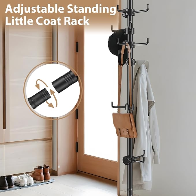 Coat Rack Freestanding, 56 to 125 inch Adjustable Tension Rod Hanger - Image 2
