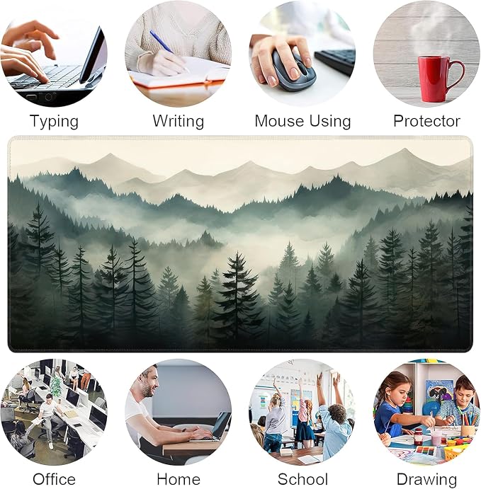 Misty Forest Large Mouse Pad, Gaming Keyboard Desk Pad, Extended Mouse Mat - Image 7