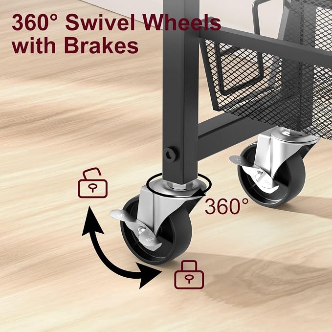 Slim Rolling Cart, 4-Tier Storage Cart, 9.1inch Narrow Kitchen Rolling Cart on - Image 5