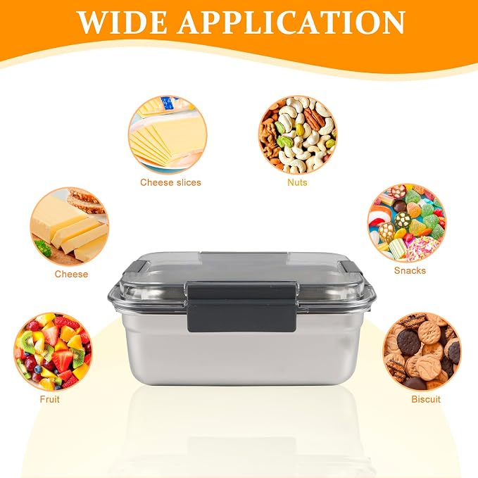 Cheese Container for Refrigerator, Cheese Stainless Steel Container - Image 3