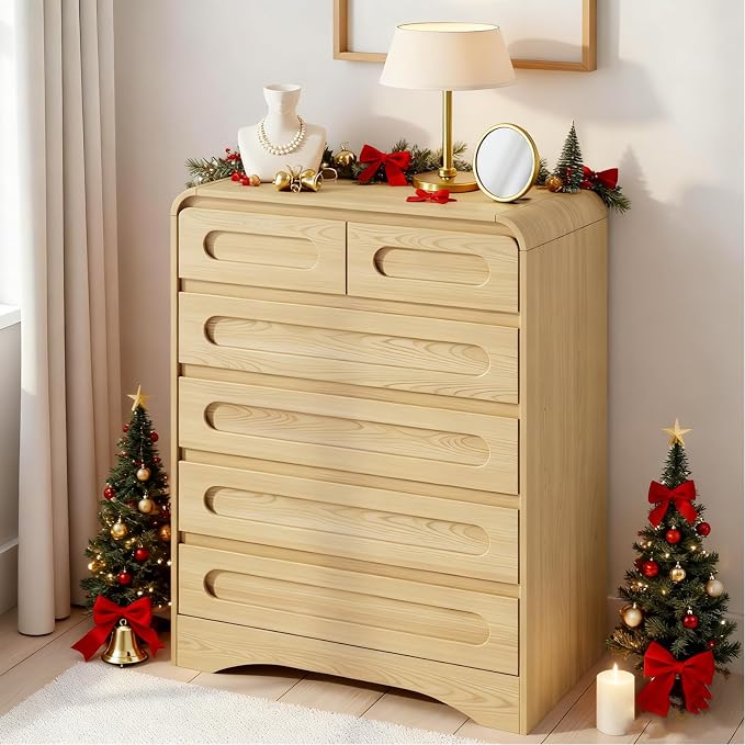 Tall Dressers for Bedroom, 6 Drawers Dresser & Chest of Drawers by SOLACEFURNITURE