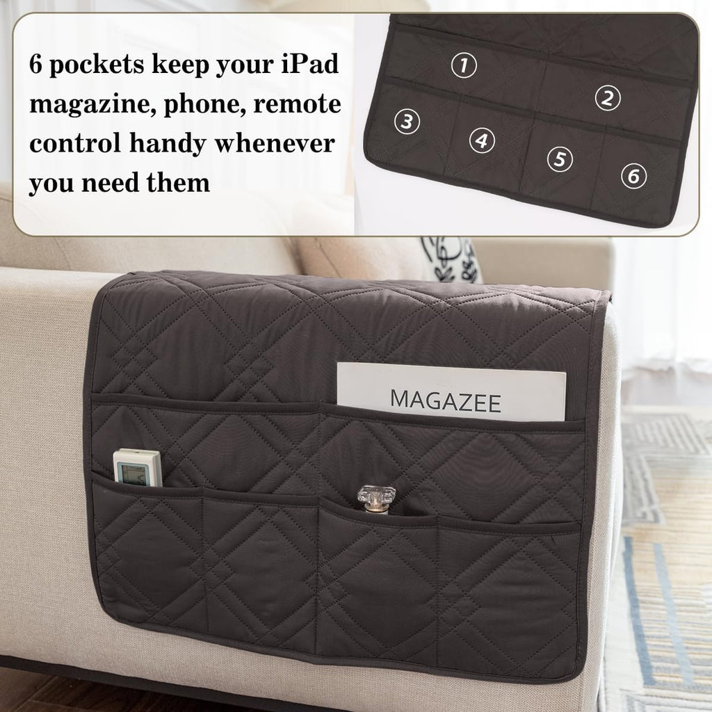 Couch Armrest Organizer Remote Control Holder Bedside Caddy with 6