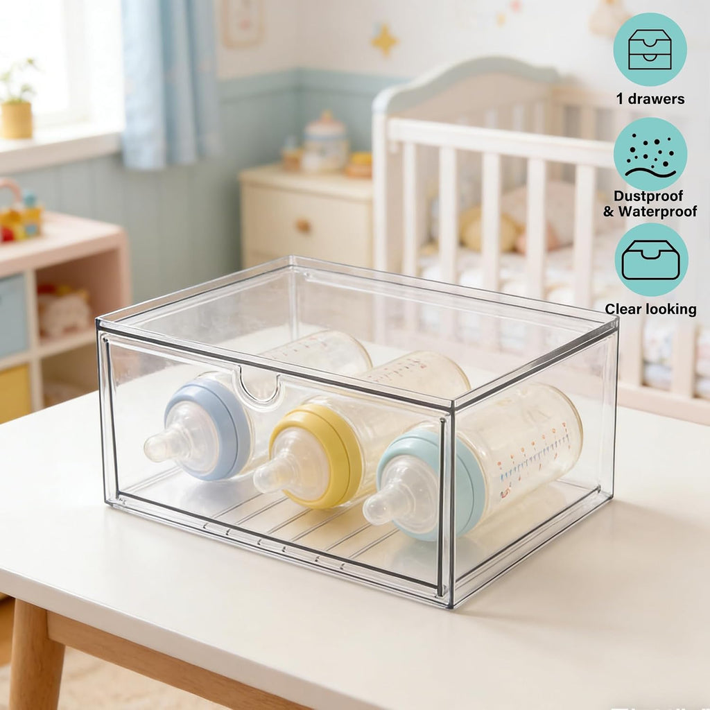 Prsildan Acrylic Makeup Organizer Stackable Clear Storage Drawers for