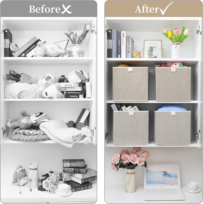 Storage Baskets, 11.8-Inch Woven Fabric Bins, Storage Cubes - Image 7