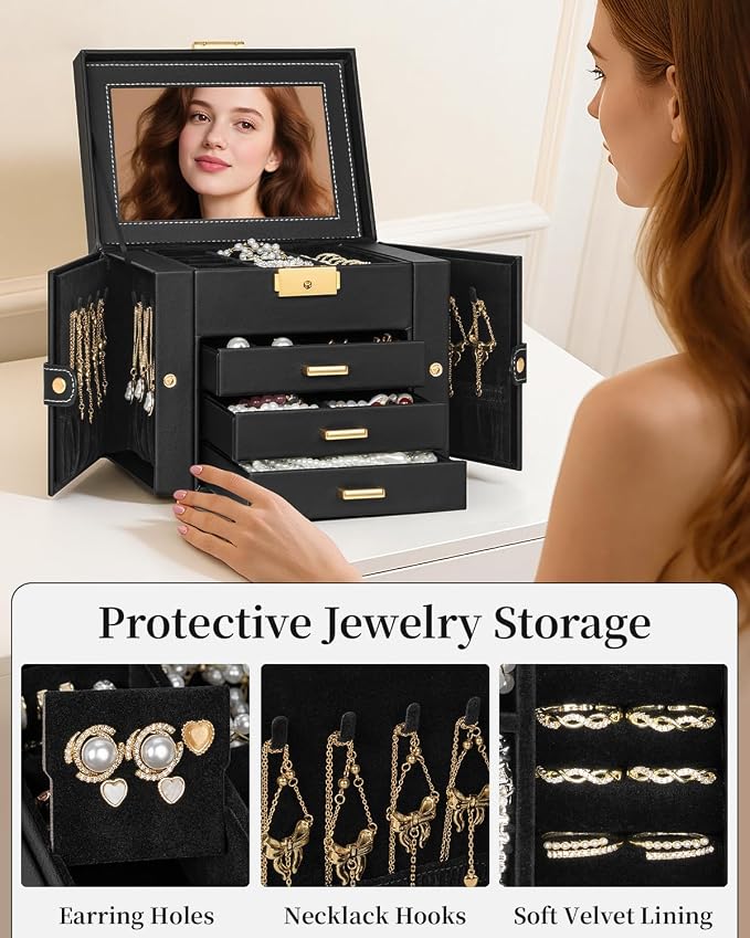 TORIBIO Jewelry Box for Women, Leather Jewelry Organizer - Image 5