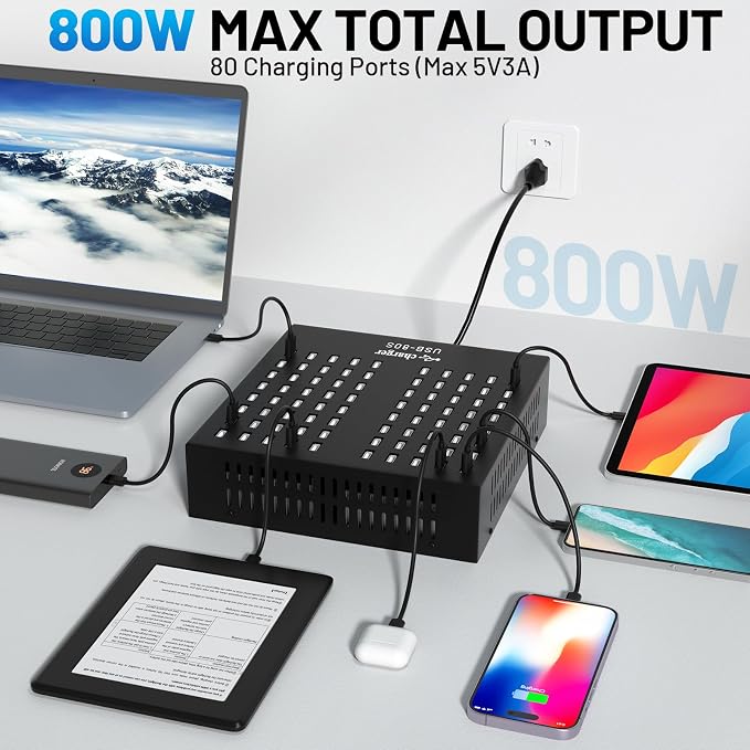 Multiple USB Charging Station, MIXILIN 80 Ports 800W Fast Charger Station - Image 2