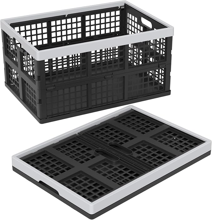Collapsible Utility Crate Storage Bin, Folding Plastic Stackable Utility Crates - Image 5