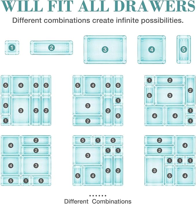 10 PCS Drawer Organizer Set, 4 Varied Size Bathroom and kitchen Drawer cabinet - Image 4