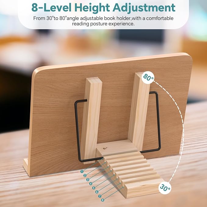 Book Reading Stand, 8 Adjustable Height Holder Tray - Image 6