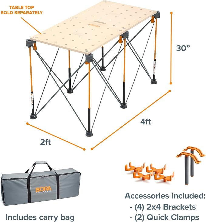 Bora Centipede 2 ft. L x 4 ft. W x 2.5 ft. H Folding Work Table Steel 1500 lb. - Image 2
