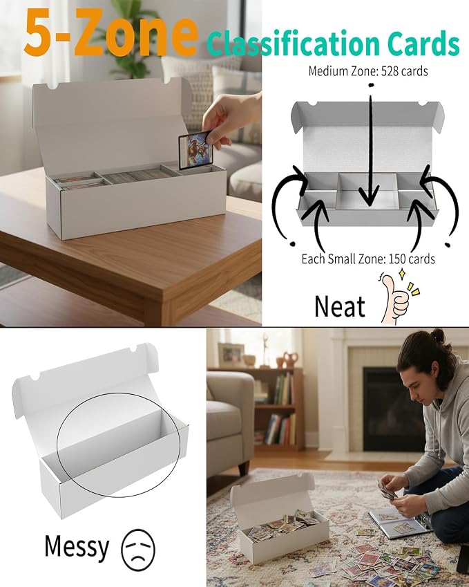 Laminated Trading Card Storage Box, Glossy White Cardboard Collector Box - Image 4