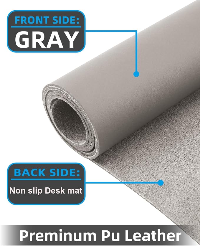 Leather Desk Pad Protector, Large Office Mat & Mouse Pad, Non-Slip Laptop Desk - Image 2