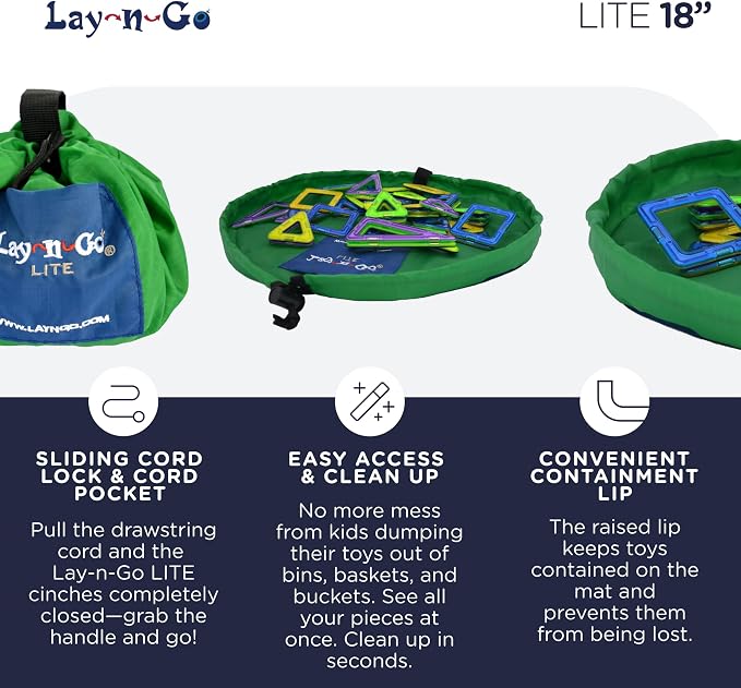 Lay-n-Go 2-in-1 Small Portable Drawstring Toys Storage Organizer and Play Mat - Image 3